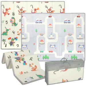 Krabbelmatte Faltbar Beidseitig Spielmatte Baby Mit Tiermotiv 200 X 150 Cm Rutschfest Wasserdicht Für Kinder 0 3 Jahre