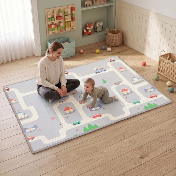 Krabbelmatte Faltbar Beidseitig Spielmatte Baby Mit Tiermotiv 200 X 150 Cm Rutschfest Wasserdicht Für Kinder 0 3 Jahre