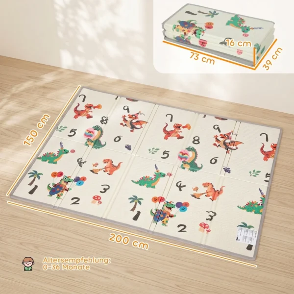 Krabbelmatte Faltbar Beidseitig Spielmatte Baby Mit Tiermotiv 200 X 150 Cm Rutschfest Wasserdicht Für Kinder 0 3 Jahre