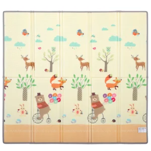 Krabbelmatte Faltbar Beidseitig Spielmatte Baby Mit Waldtieren & Naturmotiv 200 X 180 Cm Für Kinder 0 3 Jahre