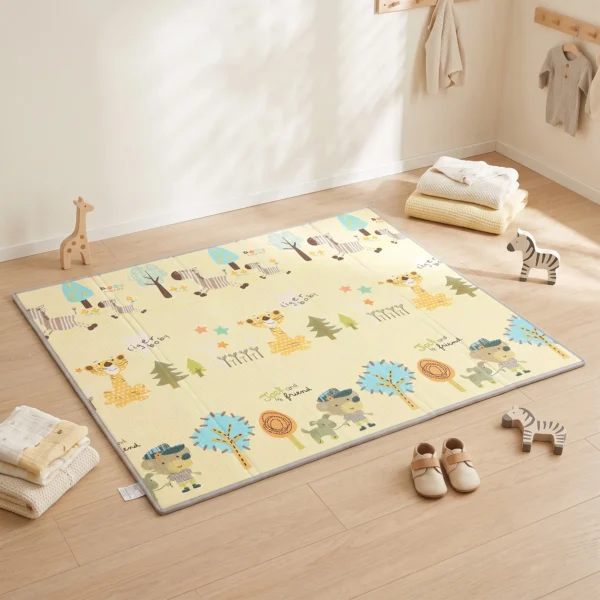 Krabbelmatte Faltbar Beidseitig Spielmatte Baby Mit Waldtieren & Naturmotiv 200 X 180 Cm Für Kinder 0 3 Jahre