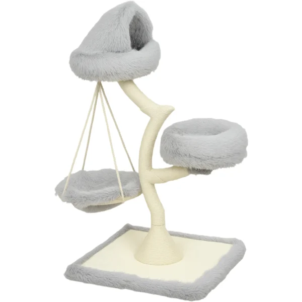Krabpaal 115 Cm Hoog Kattenboom Met Boomvorm 2 Wasbare Bedden Hangmat Sisal Krabstam, Voor Katten Onder De 6 Kg