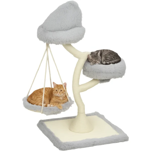 Krabpaal 115 Cm Hoog Kattenboom Met Boomvorm 2 Wasbare Bedden Hangmat Sisal Krabstam, Voor Katten Onder De 6 Kg