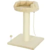 Krabpaal Kattenboom Kattenbed, 1 Kattenbed, Incl. Kattenspeelgoed, 55 Cm X 55 Cm X 83 Cm, Beige