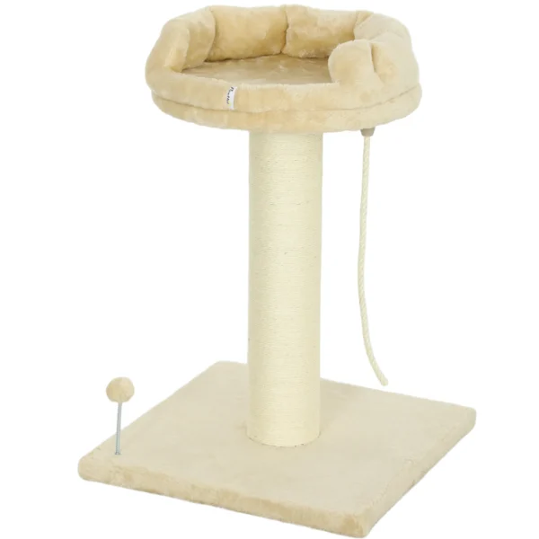 Krabpaal Kattenboom Kattenbed, 1 Kattenbed, Incl. Kattenspeelgoed, 55 Cm X 55 Cm X 83 Cm, Beige