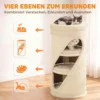 Krabton 75 Cm Hoog Ø 35 Cm 4 Laagse Kattenton Met 3 Holen, Afneembaar Wasbaar Pluche Bed Sisal Kraboppervlak