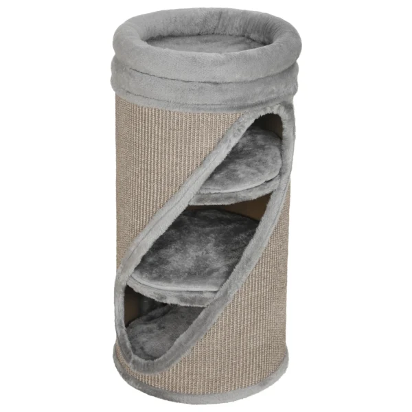 Krabton 75 Cm Hoog Ø 35 Cm 4 Traps Kattenton Met 3 Grotten, Afneembaar Wasbaar Pluche Bed Sisal Kraboppervlak