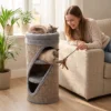 Krabton 75 Cm Hoog Ø 35 Cm 4 Traps Kattenton Met 3 Grotten, Afneembaar Wasbaar Pluche Bed Sisal Kraboppervlak