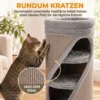 Krabton 75 Cm Hoog Ø 35 Cm 4 Traps Kattenton Met 3 Grotten, Afneembaar Wasbaar Pluche Bed Sisal Kraboppervlak