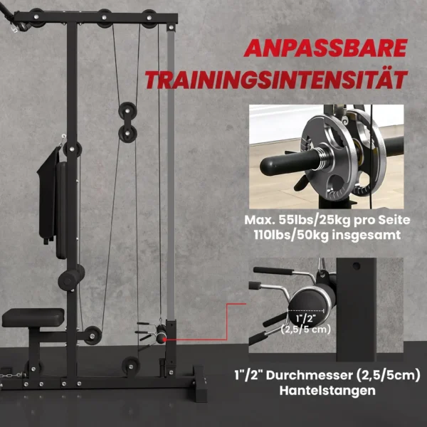 Kraftstation Voor Thuis, Roeibewegingen, Zonder Gewichten, Fitnessapparaat Voor Thuis, Staal, Kunstleer, Zwart