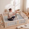 Kruipmat 3 Cm Dikke Speelmat Baby Met Zachte Flanel 127 X 127 Cm Antislip Waterafstotend Lichtgrijs
