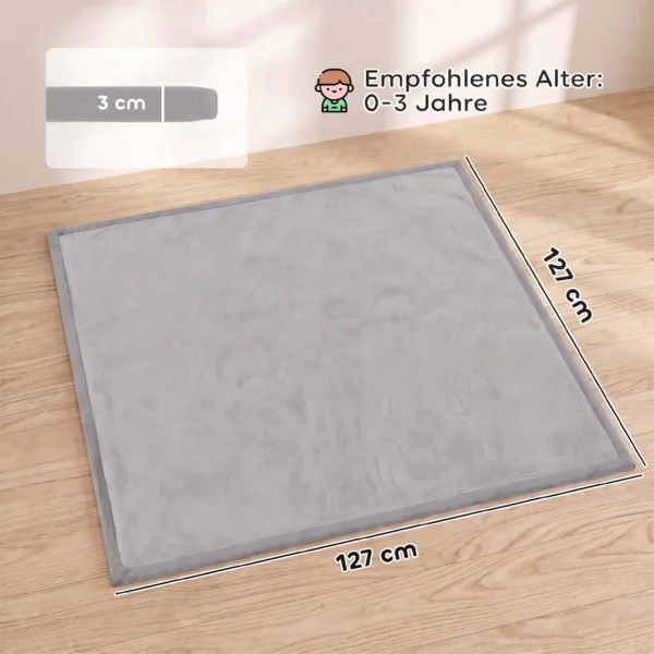 Kruipmat 3 Cm Dikke Speelmat Baby Met Zachte Flanel 127 X 127 Cm Antislip Waterafstotend Lichtgrijs