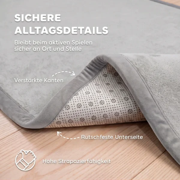 Kruipmat 3 Cm Dikke Speelmat Baby Met Zachte Flanel 127 X 127 Cm Antislip Waterafstotend Lichtgrijs