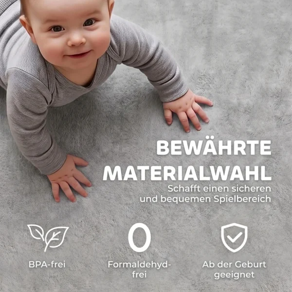 Kruipmat 3 Cm Dikke Speelmat Baby Met Zachte Flanel 127 X 127 Cm Antislip Waterafstotend Lichtgrijs