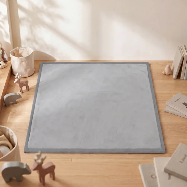 Kruipmat 3 Cm Dikke Speelmat Baby Met Zachte Flanel 127 X 127 Cm Antislip Waterafstotend Lichtgrijs
