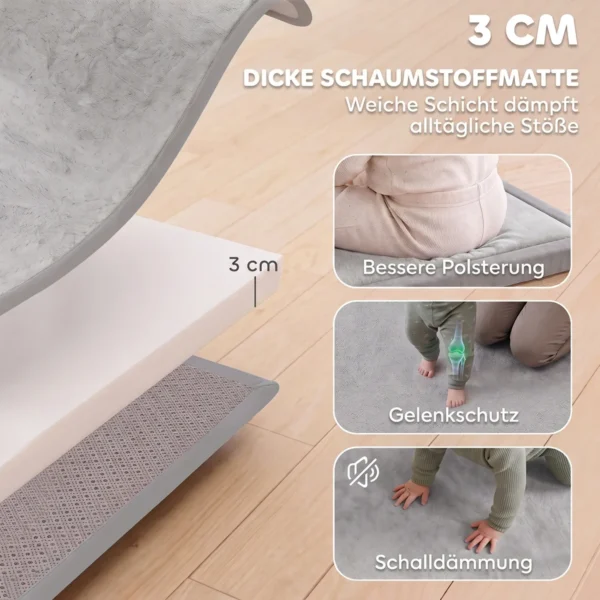 Kruipmat 3 Cm Dikke Speelmat Baby Met Zachte Flanel 150 X 180 Cm Antislip Waterafstotend Lichtgrijs