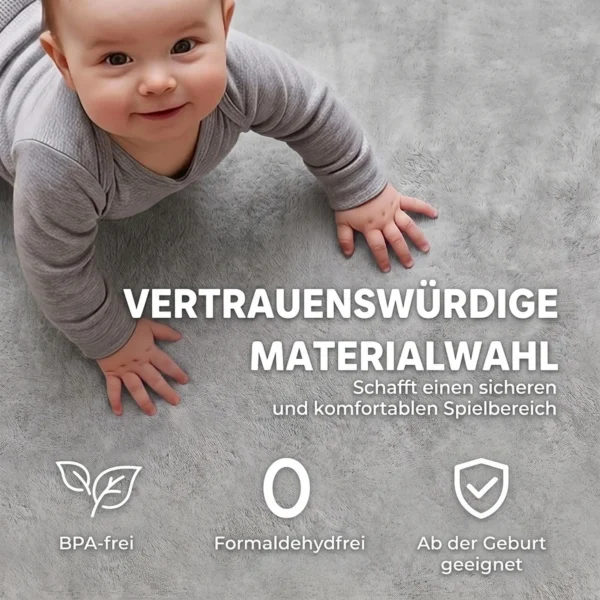 Kruipmat 3 Cm Dikke Speelmat Baby Met Zachte Flanel 150 X 180 Cm Antislip Waterafstotend Lichtgrijs
