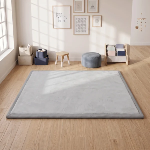 Kruipmat 3 Cm Dikke Speelmat Baby Met Zachte Flanel 150 X 180 Cm Antislip Waterafstotend Lichtgrijs