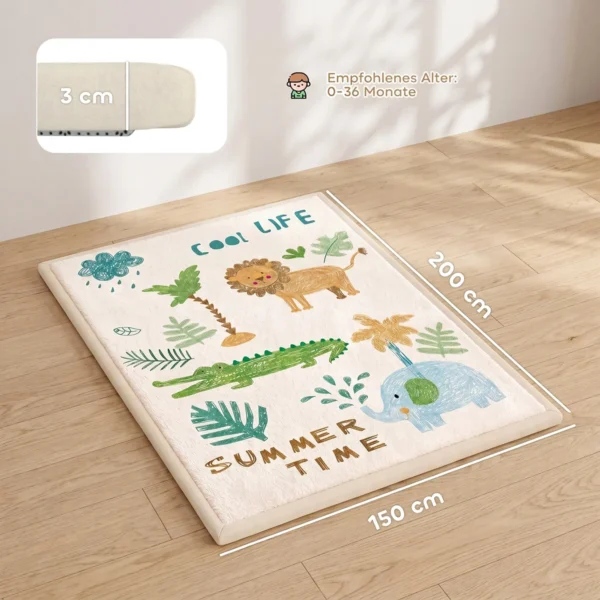 Kruipmat Speelmat Baby Met Dierenbosmotief Zachte Flanel 150 X 200 Cm Antislip, Waterafstotend 0 3 Jaar