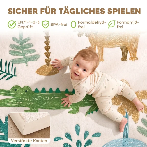 Kruipmat Speelmat Baby Met Dierenbosmotief Zachte Flanel 150 X 200 Cm Antislip, Waterafstotend 0 3 Jaar