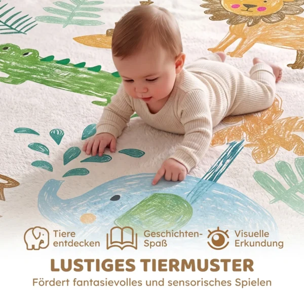 Kruipmat Speelmat Baby Met Dierenbosmotief Zachte Flanel 150 X 200 Cm Antislip, Waterafstotend 0 3 Jaar