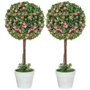 Künstliche Rosenpflanzen 2er Set 60 Cm Künstliche Pflanze Mit Rosenblüten, UV Schutz Für Innen Und Außen