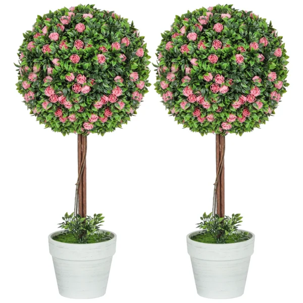 Künstliche Rosenpflanzen 2er Set 60 Cm Künstliche Pflanze Mit Rosenblüten, UV Schutz Für Innen Und Außen