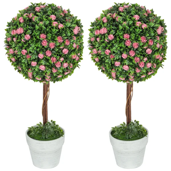 Künstliche Rosenpflanzen 2er Set 60 Cm Künstliche Pflanze Mit Rosenblüten, UV Schutz Für Innen Und Außen