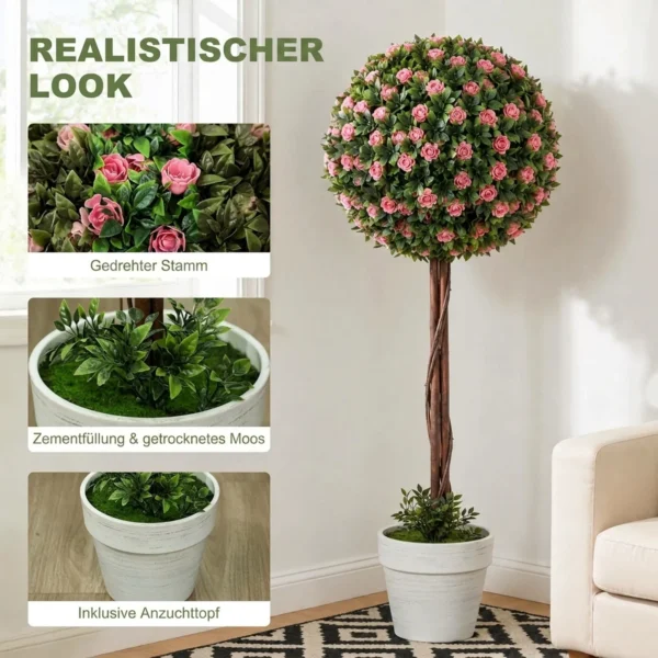Künstliche Rosenpflanzen 2er Set 60 Cm Künstliche Pflanze Mit Rosenblüten, UV Schutz Für Innen Und Außen