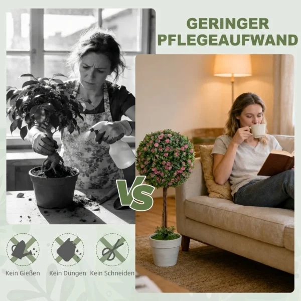 Künstliche Rosenpflanzen 2er Set 60 Cm Künstliche Pflanze Mit Rosenblüten, UV Schutz Für Innen Und Außen