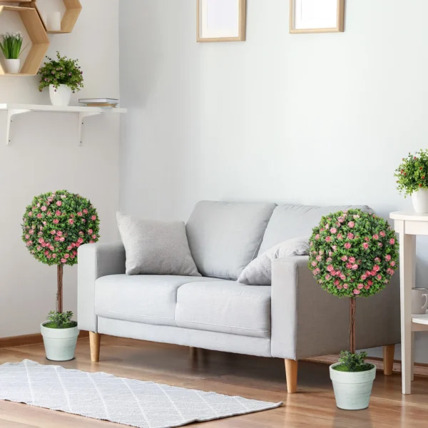 Künstliche Rosenpflanzen 2er Set 60 Cm Künstliche Pflanze Mit Rosenblüten, UV Schutz Für Innen Und Außen