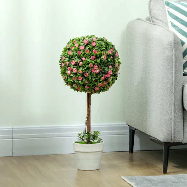 Künstliche Rosenpflanzen 2er Set 60 Cm Künstliche Pflanze Mit Rosenblüten, UV Schutz Für Innen Und Außen