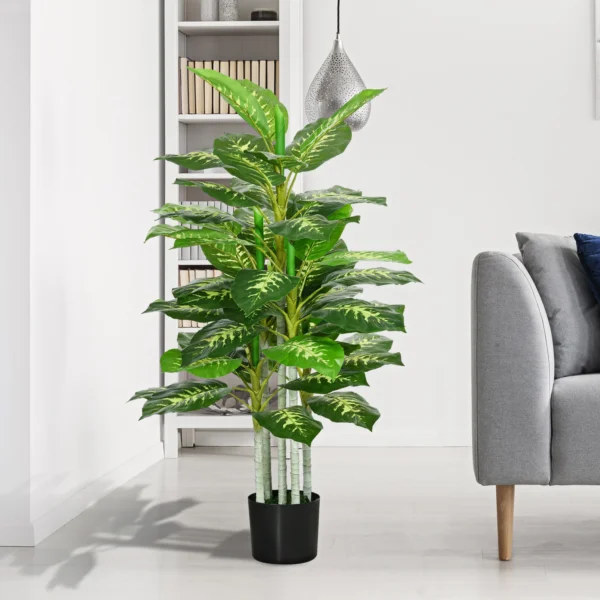 Kunstplant, Plastic Plant, Cementpot, Binnen En Buiten, 120 Cm, Groen