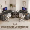 L vormig Bureau, Omkeerbaar Hoekbureau Met Lades En Planken, 170 Cm, Zwart