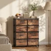 Ladekast Met 8 Lades, Stoffen Ladekast Met Metalen Frame, Voor Slaapkamer & Woonkamer, Vintage Bruin