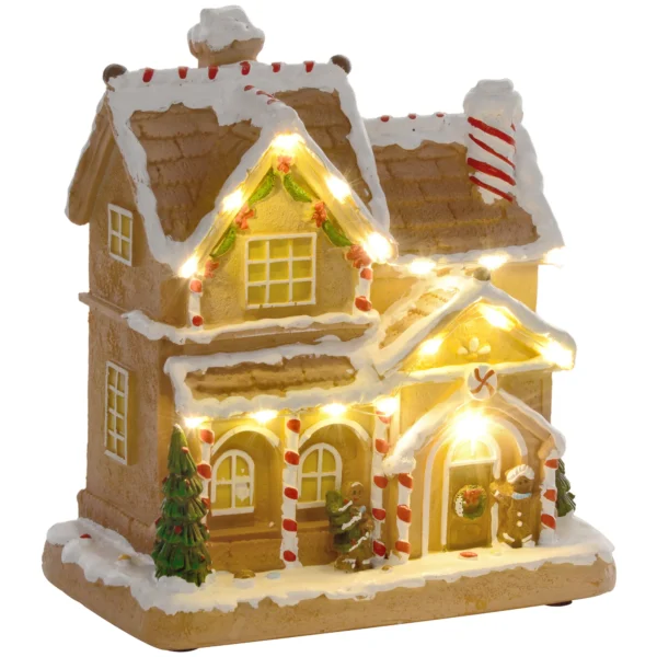 Lebkuchenhaus Met LED verlichting En Muziek, Kersthuis Winterlandschap Met Lebkuchenmann, Voor Kerstmis, Bruin