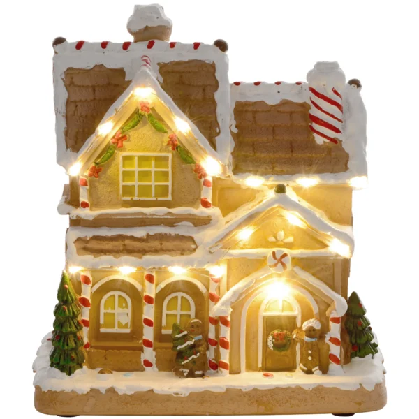Lebkuchenhaus Met LED verlichting En Muziek, Kersthuis Winterlandschap Met Lebkuchenmann, Voor Kerstmis, Bruin