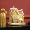 Lebkuchenhaus Met LED verlichting En Muziek, Kersthuis Winterlandschap Met Lebkuchenmann, Voor Kerstmis, Bruin