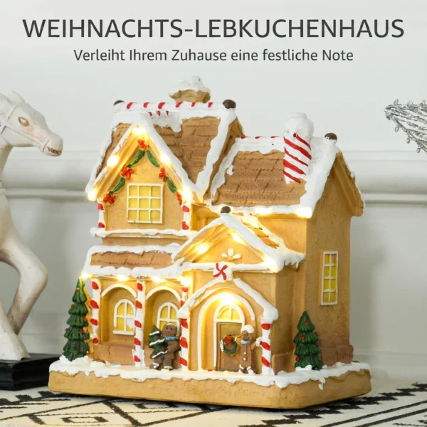 Lebkuchenhaus Met LED verlichting En Muziek, Kersthuis Winterlandschap Met Lebkuchenmann, Voor Kerstmis, Bruin