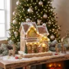 Lebkuchenhaus Met LED verlichting En Muziek, Kersthuis Winterlandschap Met Lebkuchenmann, Voor Kerstmis, Bruin