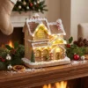 Lebkuchenhaus Met LED verlichting En Muziek, Kersthuis Winterlandschap Met Lebkuchenmann, Voor Kerstmis, Bruin