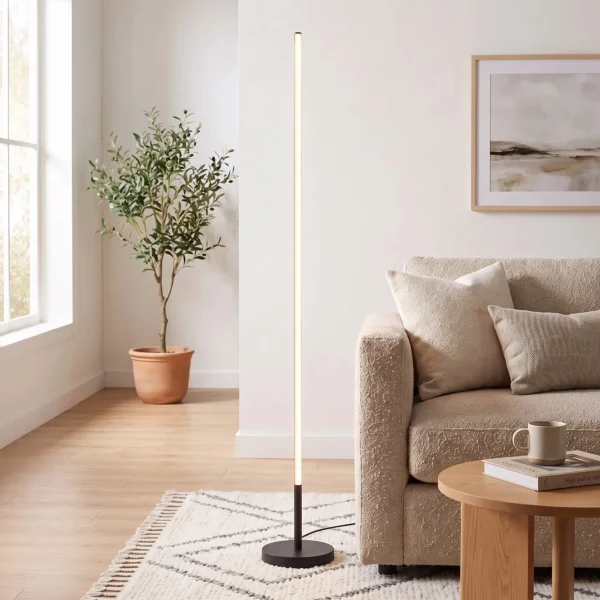 LED hoeklamp, Moderne Staande Lamp, 1450 Lm, 3 Helderheidsniveaus, Voetschakelaar, 3000 K, Woon /slaapkamer, Zwart