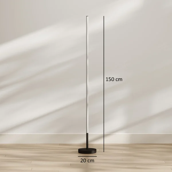 LED hoeklamp, Moderne Staande Lamp, 1450 Lm, 3 Helderheidsniveaus, Voetschakelaar, 3000 K, Woon /slaapkamer, Zwart
