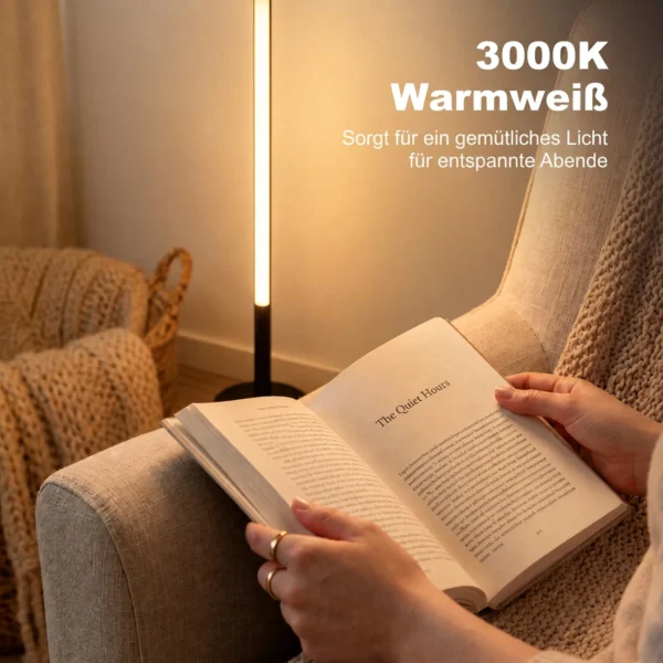LED hoeklamp, Moderne Staande Lamp, 1450 Lm, 3 Helderheidsniveaus, Voetschakelaar, 3000 K, Woon /slaapkamer, Zwart
