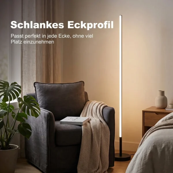 LED hoeklamp, Moderne Staande Lamp, 1450 Lm, 3 Helderheidsniveaus, Voetschakelaar, 3000 K, Woon /slaapkamer, Zwart