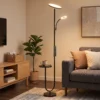LED plafondlamp Met Bijzettafel En Leeslamp, Dimbare Staande Lamp Met Afstandsbediening, 4 Kleurtemperaturen
