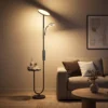 LED plafondlamp Met Bijzettafel En Leeslamp, Dimbare Staande Lamp Met Afstandsbediening, 4 Kleurtemperaturen