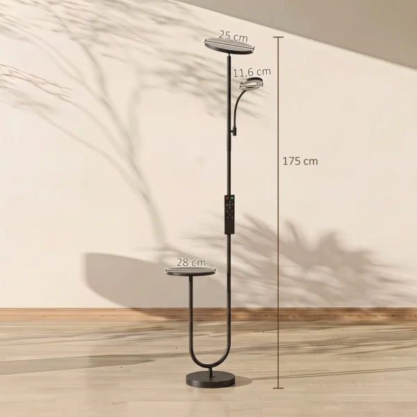 LED plafondlamp Met Bijzettafel En Leeslamp, Dimbare Staande Lamp Met Afstandsbediening, 4 Kleurtemperaturen