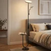 LED plafondlamp Met Bijzettafel En Leeslamp, Dimbare Staande Lamp Met Afstandsbediening, 4 Kleurtemperaturen