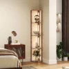LED Staande Lamp Met Planken, 5 traps Dimbaar, Moderne Staande Lamp Met 3 Helderheidsniveaus En Voetschakelaar, Rustiek Bruin